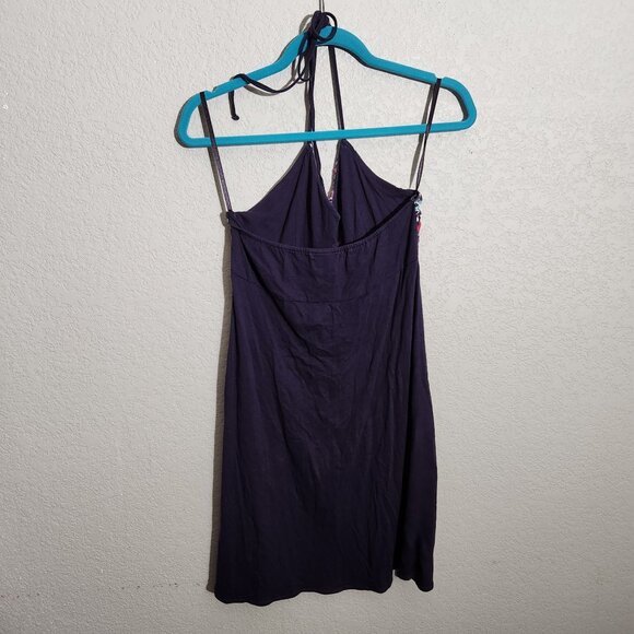 Womens Halter-Style Summer Dress With Geometric Patterned Top & Solid Navy Skirt - Picture 4 of 11